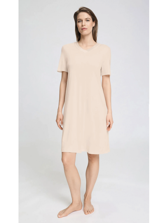 Hanro Chemise de nuit coton et Modal rose TYRA