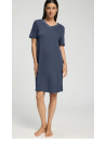 Hanro chemise de nuit coton et Modal bleu TYRA