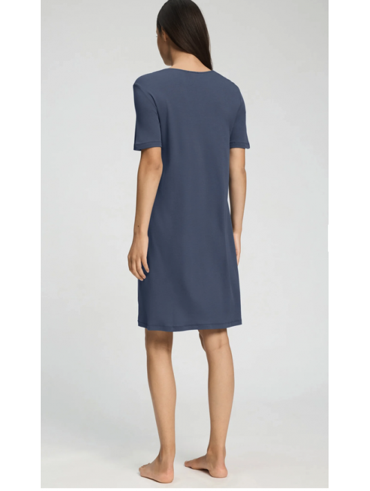 Hanro chemise de nuit coton et Modal bleu TYRA