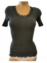 Oscalito Top manches courtes col rond dentelle bosco LAINE ET SOIE