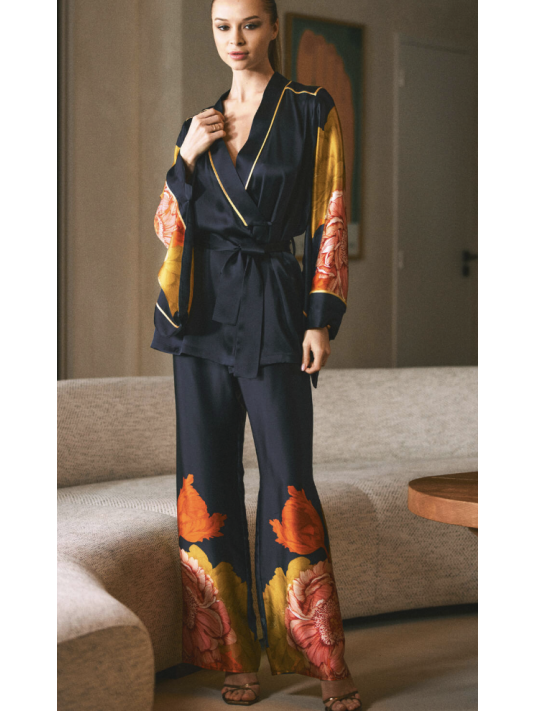 Marjolaine pyjama kimono en soie DAHLIA