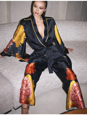 Marjolaine pyjama kimono en soie DAHLIA