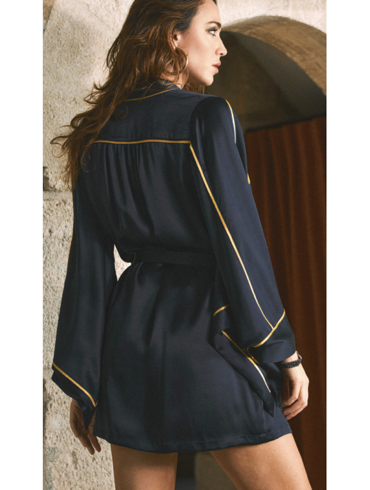 Marjolaine DAHLIA Short Silk Kimono