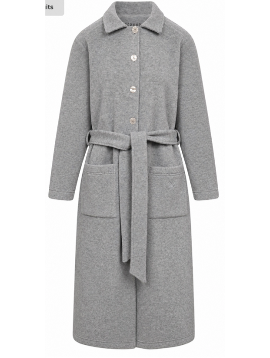 Feraud Robe de chambre grise en polaire boutonnée