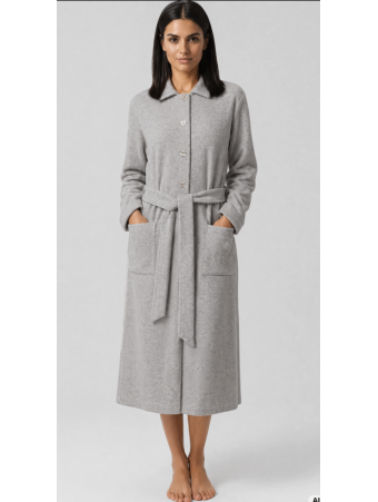 Feraud Robe de chambre grise en polaire boutonnée