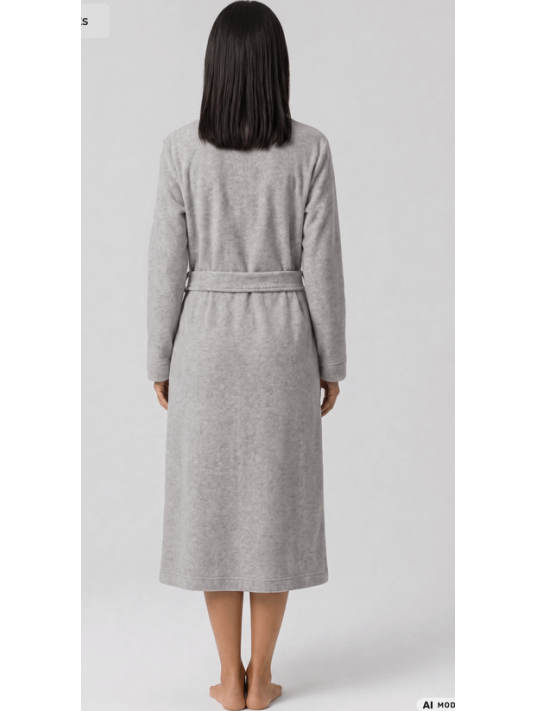 Feraud Robe de chambre grise en polaire boutonnée