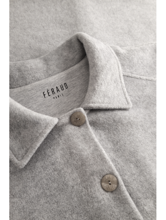 Feraud Robe de chambre grise en polaire boutonnée