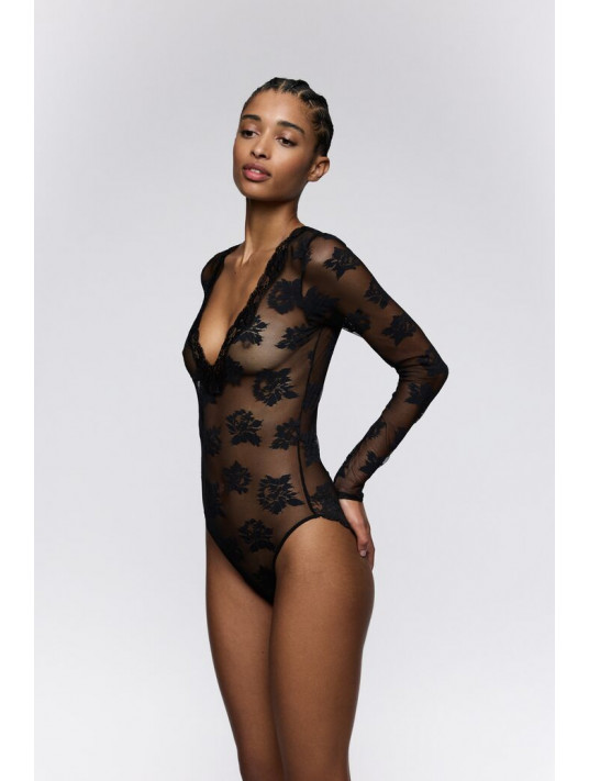 SARDA Long-Sleeve Sheer Bodysuit MAYELA