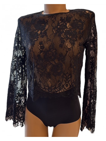 Oscalito Top manches longues dentelle noir