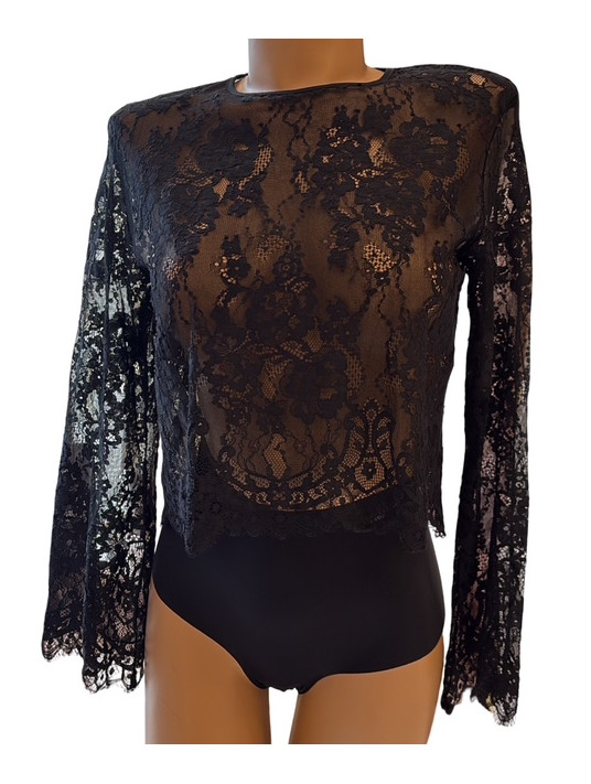 Oscalito Top manches longues dentelle noir