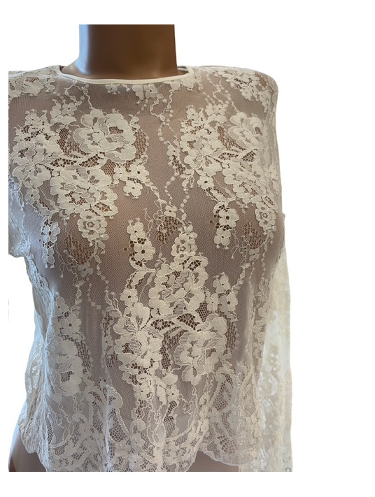 Oscalito Top manches longues dentelle champagne