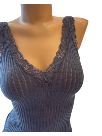 Oscalito Grey sleeveless top WOOLEN SILK