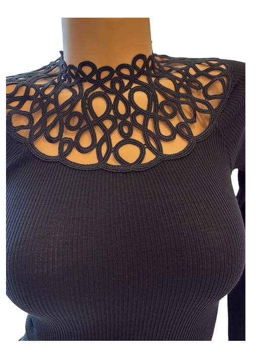 Oscalito Top manches longues macrame LAINE ET SOIE