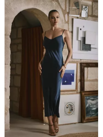 Marjolaine Nuisette longue en soie nuit DAHLIA