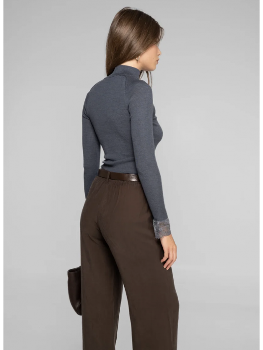 Oscalito Long-sleeved Lace top WOOLEN SILK
