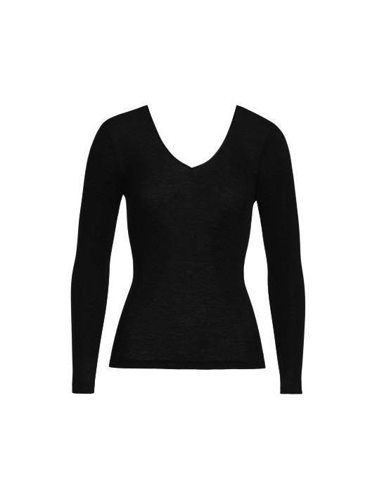 Hanro Long-sleeved T-shirt WOOLEN SILK black